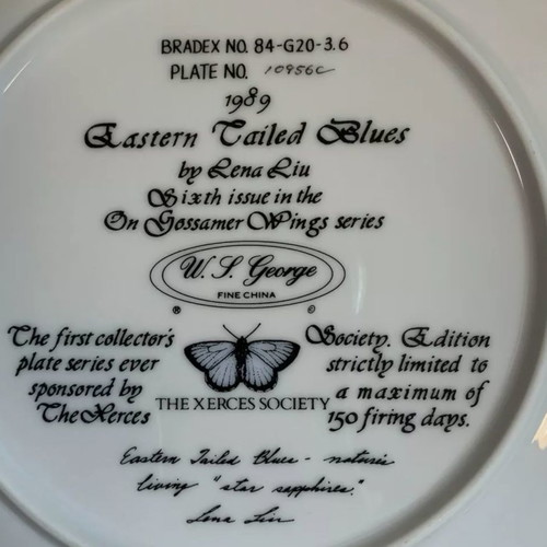 Decorative plate Bradex W.S.George "On Gossamer Wings" Lena Liu 1988-1989 new