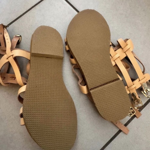 Tsoukalas Shoes beige platform sandals size 37
