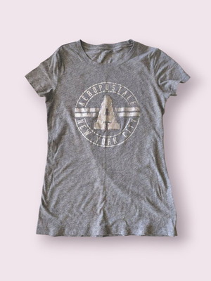 Silver short-sleeve t-shirt used, size S-M with print