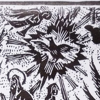 Engraving Saint Elijah new, handmade linocut