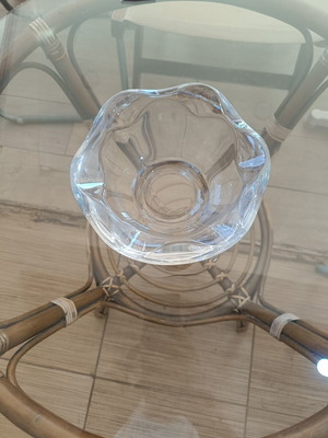 Glass decorative bowl with wavy design