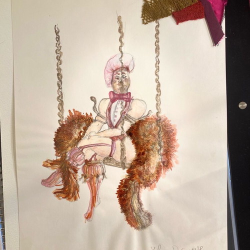 Theatrical costume design from Alice in Wonderland used, watercolor on A3 paper