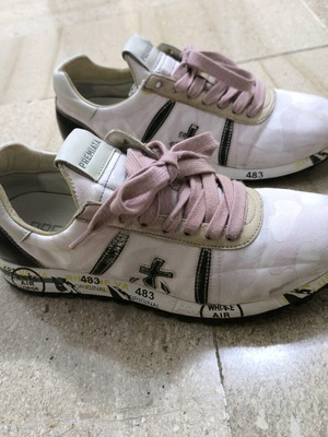 Premiata sneakers used, white with pink laces, size 38
