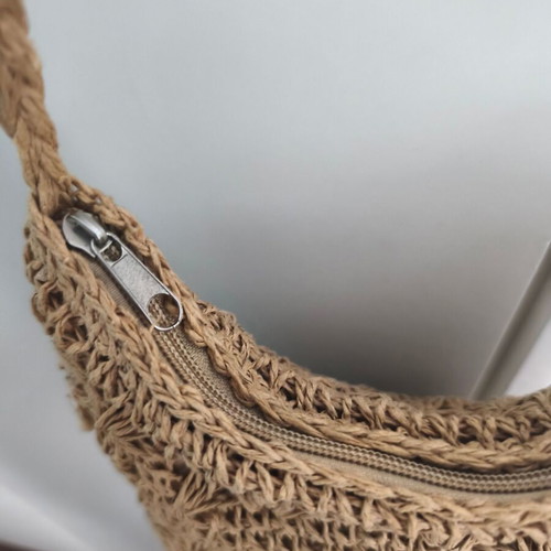 Woven straw bag like new with decorative beads crossbody