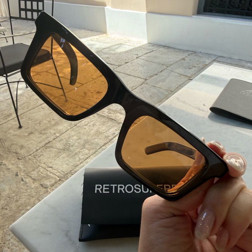 Retrosuperfuture Unisex Sunglasses with Black Acetate Frame and Brown Lens new
