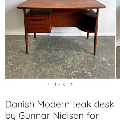 Vintage γραφείο Gunnar Nielsen Tibergaard μεταχειρισμένο, σκανδιναβικό mid-century design