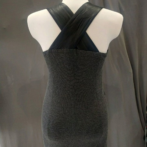 Gil Santucci evening dress like new, size M, black and grey leatherette