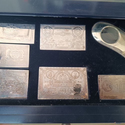 Silver Plates 1000 Grade Used Greek Banknotes Collectible Set