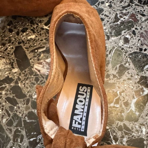 Famous peep toe suede camel women's sandals No 38 like new