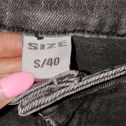 Oversized black acid wash jean pants like new, wide leg culotte