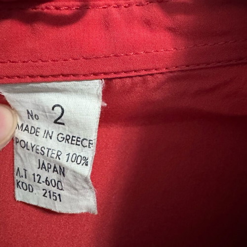 Vintage red satin shirt with shoulder pleats used