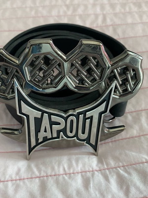 Ζώνη ανδρική Tapout μεταχειρισμένη, μαύρη με ασημί λεπτομέρειες