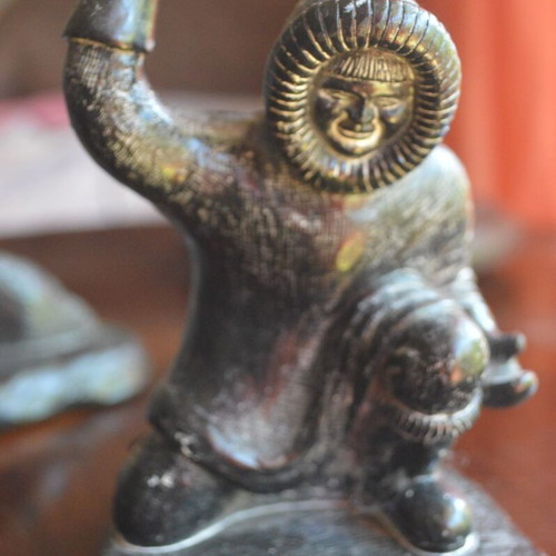 Three Inuit figurines used, indigenous Eskimo creations from Canada
