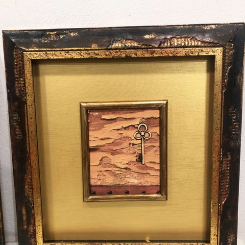 Decorative frame set like new with carved frame and gold leaf