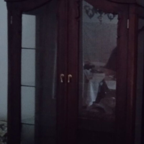 Solid wood showcase like new, dark brown