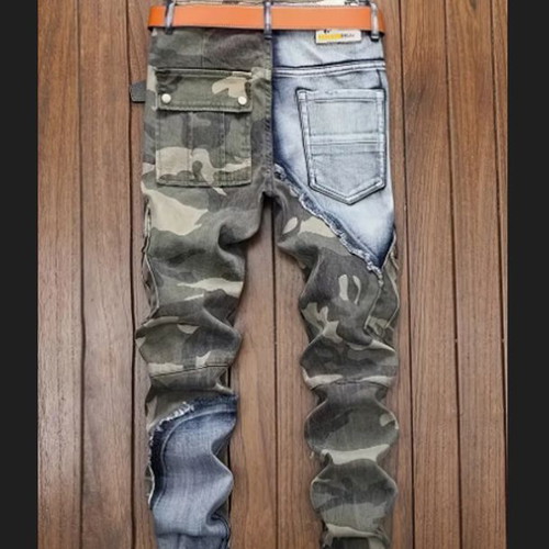 Jean Cargo men's pants new, size L, camouflage blue and green