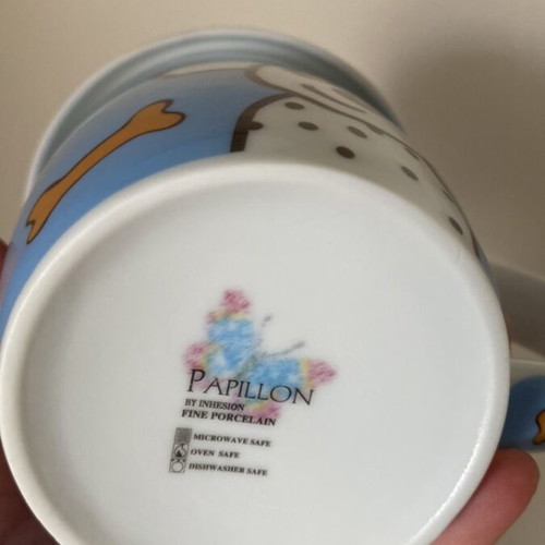 Papillon porcelain mug with lid vintage like new