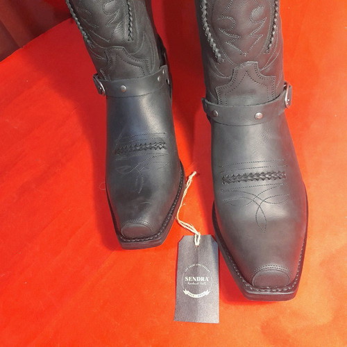 Sendra cowboy leather boots black new size 45
