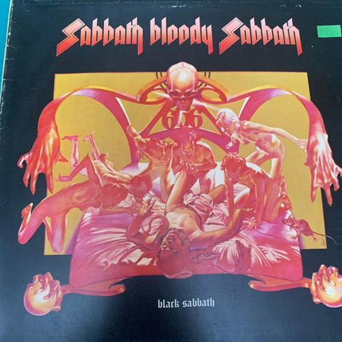 Black Sabbath record used, rock genre, worn cover