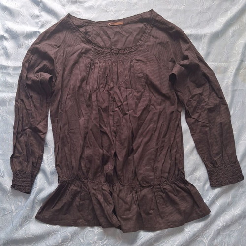 PNK Women's Long Sleeve Blouse New Brown Size M