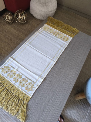 Lefkaditiko Handmade Table Runner like new with fringes