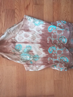 Women's one-piece swimsuit like new, brown and turquoise paisley, size M