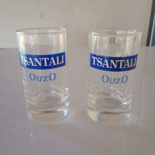 Tsantali Ouzo collectible glasses used, set of 2