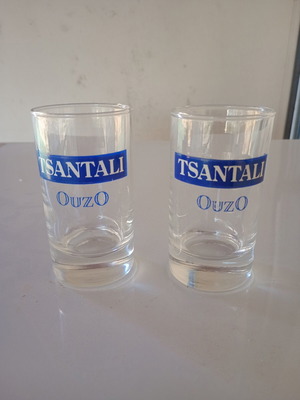 Tsantali Ouzo collectible glasses used, set of 2