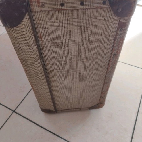 Antique suitcase used, 1950s, gray