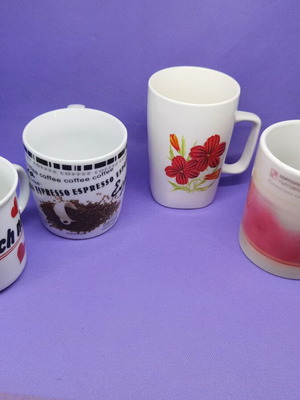 Ceramic cups used, set of 4 different pieces