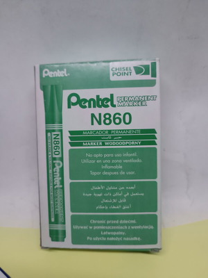 Σετ 12 πράσινοι μαρκαδόροι Pentel N860, πλακέ μύτη