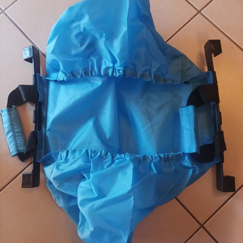 Shopping bag with plastic hooks for supermarket cart, blue, new