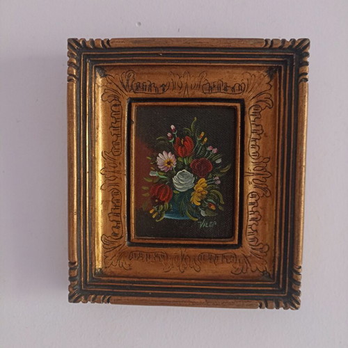 Antique oil paintings 17x15 cm, set of 2