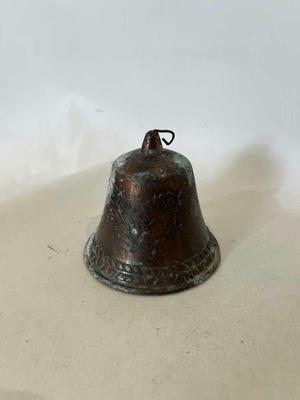 Small old bronze bell with embossed design 7x7