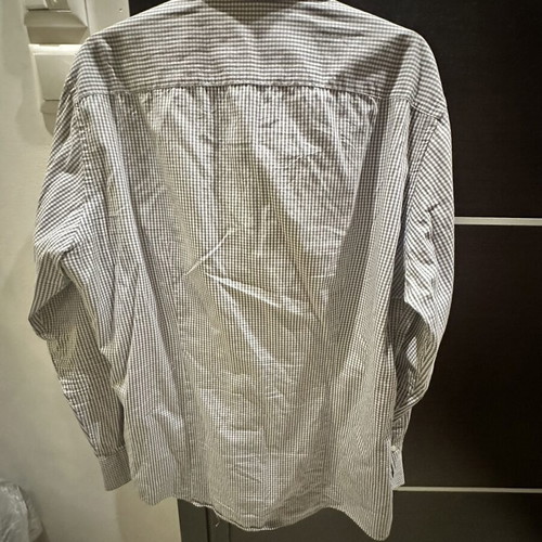 Benetton shirt XL plaid gray and white like new, 100% cotton