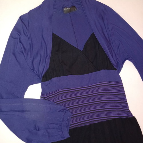 Mat maxi dress with bolero like new, black and purple