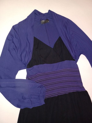 Mat maxi dress with bolero like new, black and purple