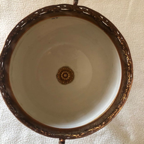 Sevres vintage bowl used, 20th century blue cobalt porcelain