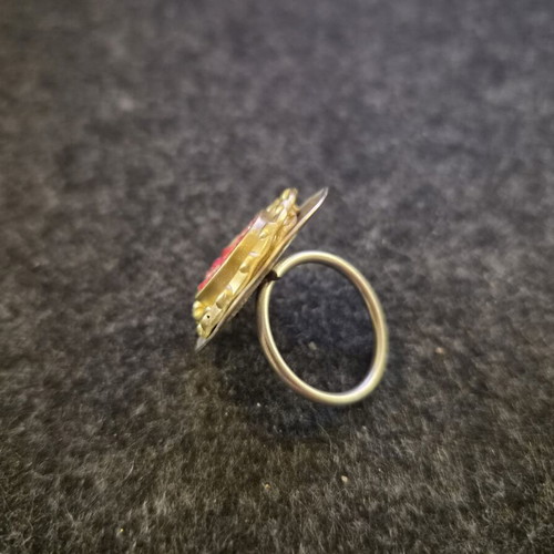 Oversized handmade ring with silver and gold colors, new
