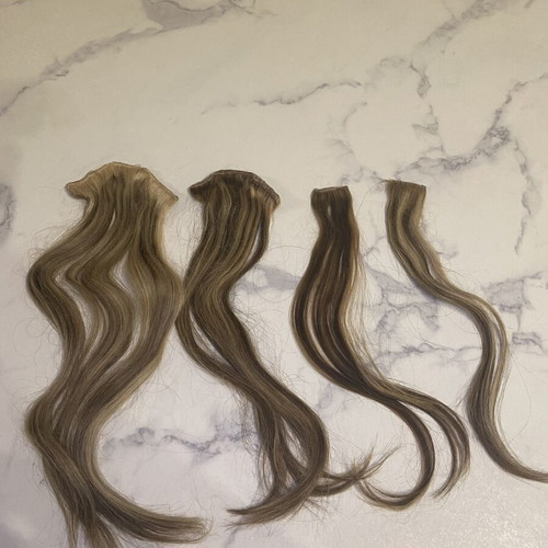 Extensions with clips made of real hair, like new, set of 4