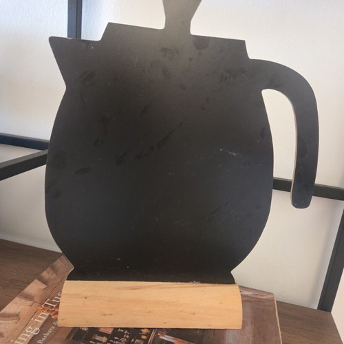 Teapot Shaped Tabletop Chalkboard like new with wood base