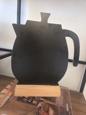 Teapot Shaped Tabletop Chalkboard like new with wood base