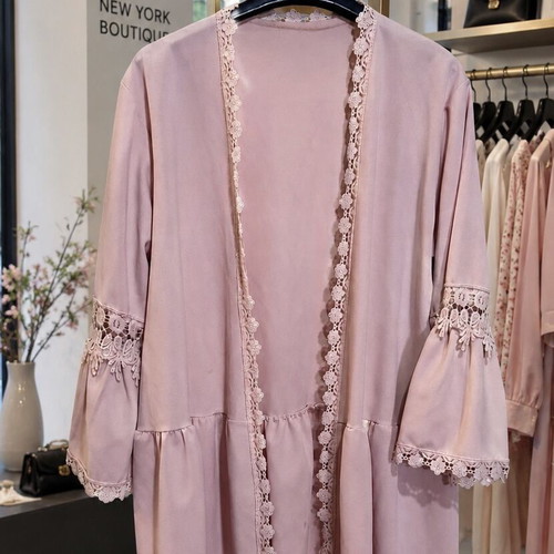 Pink cardigan with lace one size, new