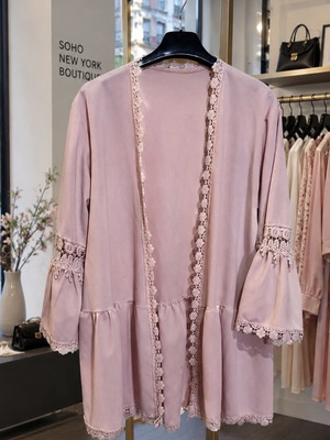 Pink cardigan with lace one size, new