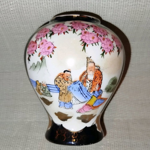Satsuma Japanese vintage hand-painted vase and bowl set like new