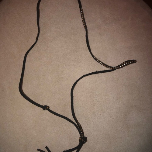 Minimal black suede necklace like new with small gold studs