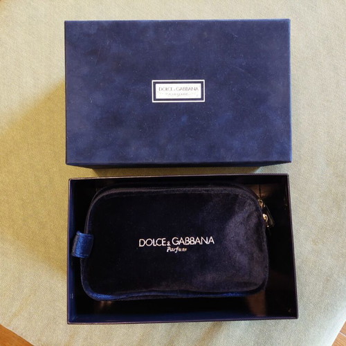 Dolce & Gabbana Velvet Toiletry Bag New, Black and Blue