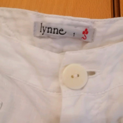 Lynne white linen pants size S used with knitted details