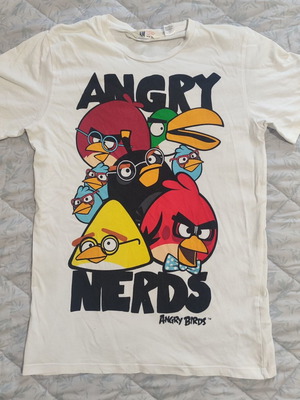 Angry Birds retro t-shirt H&M used, size 140 cm, white