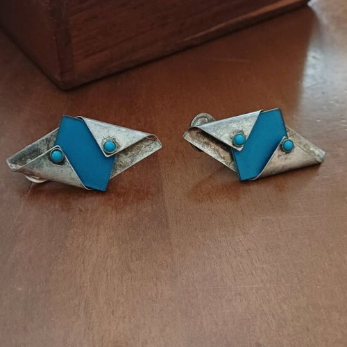Earrings used, turquoise and silver